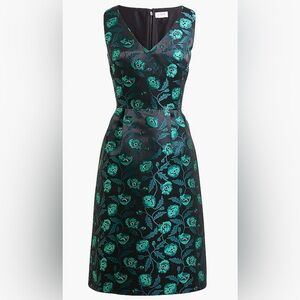 NwT Sleeveless Teal Floral Jacquard Dress Sz 8